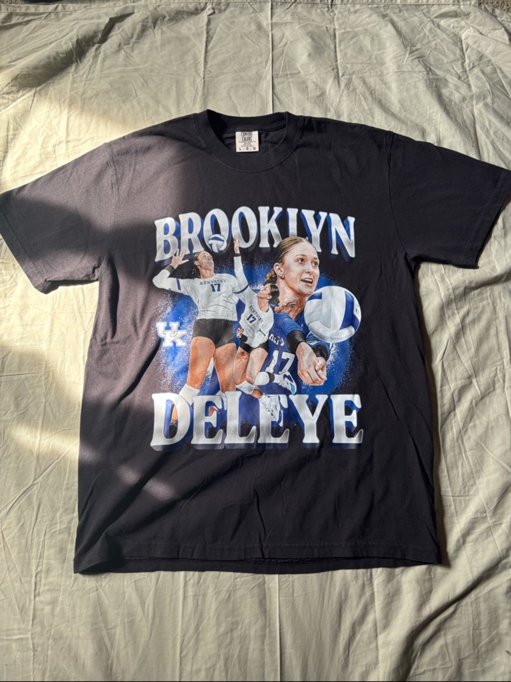 Comfort Colors Black Brooklyn Deleye Graphic Tee with Blue and White Print